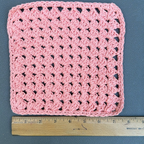 Hand Crocheted Washcloths Dishcloths Trivets 100% Cotton Granny Stitch, Set of 2 - Picture 3 of 6